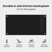 VidaXL Keuken achterwand zwart 80 x 40 cm gehard glas - thumbnail