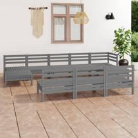 10-delige Loungeset massief grenenhout grijs - thumbnail