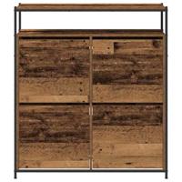 Schoenenkast met plank Oudhout 100 x 34 x 112 cm Bewerkt hout - thumbnail