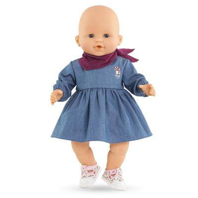 Corolle poppen jeansjurk met sjaal kleine ontdekker - 36cm
