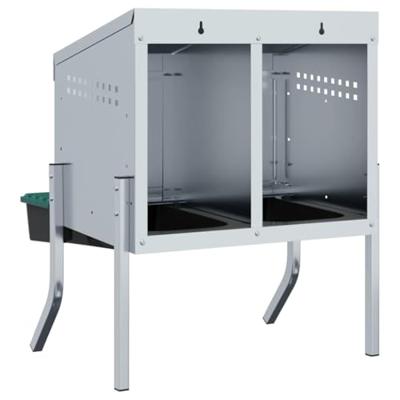 Kippennestkast 2 compartimenten met poten gegalvaniseerd staal