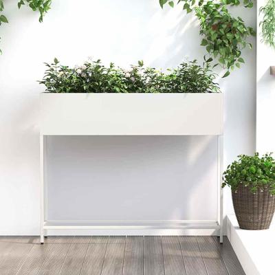 Verhoogde Tuin Plantbak Wit 100 x 26 x 82 cm Staal