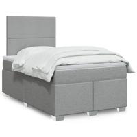 Boxspring met matras stof lichtgrijs 120x190 cm - thumbnail