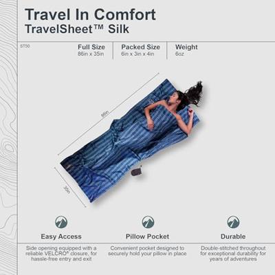 Inlegger voor slaapzak Cocoon TravelSheet Silk, geruite zijde