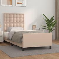 Bedframe met hoofdbord kunstleer cappuccinokleurig 100x200 cm - thumbnail