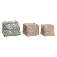 Set decoratieve dozen DKD Home Decor Multicolour Bamboe Boho (3 Onderdelen) - thumbnail