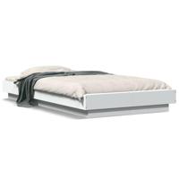 Bedframe met LED-verlichting bewerkt hout wit 75x190 cm - thumbnail