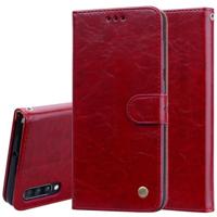 Business stijl olie Wax textuur horizontale Flip lederen case voor Galaxy A70 met houder & kaartsleuven & portemonnee (rood) - thumbnail