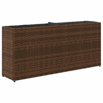 VidaXL Plantenbakken met 2 potten 2 st 90x20x40 cm poly rattan bruin