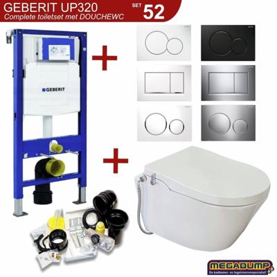 Geberit UP320 Toiletset set46 Wiesbaden Luxe Douchewc Stroomloos Met Metro Pot Sigma Drukplaat