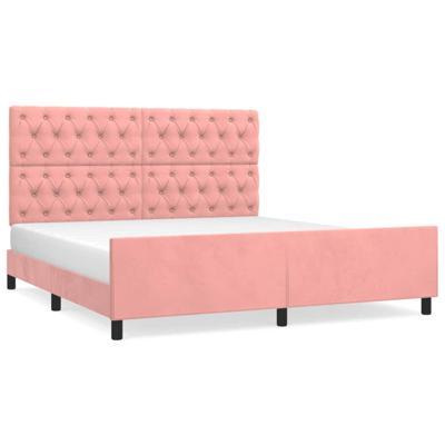 Bedframe met hoofdeinde fluweel roze 160x200 cm