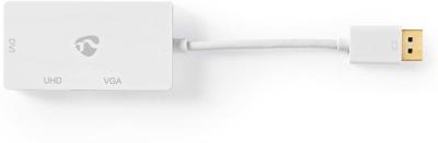 DisplayPort Multipoort-Adapterkabel | Mini-DisplayPort Male - VGA Female + DVI-D 24+1-Pins Female + HDMI 2.0-Uitgang | 0,2 m | Wit