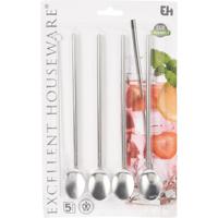 Excellent Houseware Rietjes rvs met lepel - thumbnail