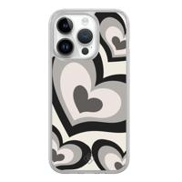 iPhone 14 Pro hybride hoesje - Hart swirl zwart - thumbnail