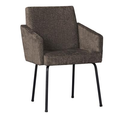 WOOOD Eetkamerstoel 'Mount' Chenille, kleur Grijs/Bruin