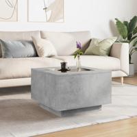 Salontafel met LED 60x60x40 cm bewerkt hout betongrijs - thumbnail
