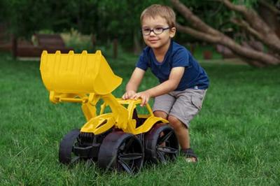 WADER Maximus kiepwagen of bulldozer (Laadwagen geel)