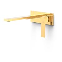 Wastafelmengkraan Inbouw Tres Slim Exclusive Rechte Lange Uitloop en Hendel Mat Goud - thumbnail