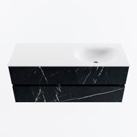 MONDIAZ VICA 120cm badmeubel onderkast Marquina 2 lades. Wastafel MOON rechts 1 kraangat, kleur Talc. - thumbnail