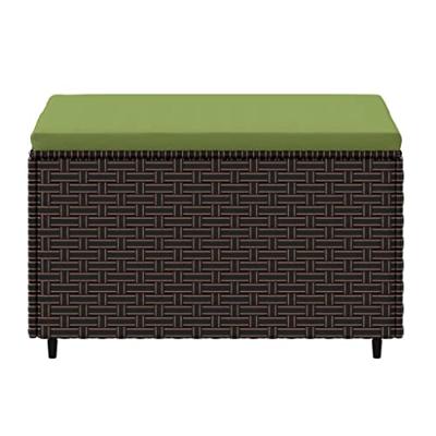 Voetensteunen poly rattan 2 stuks met kussens bruin - thumbnail