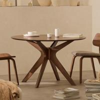 Kave Home Naanim eettafel rond Ø120 cm Walnoot - thumbnail