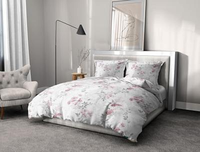 Dekbedovertrekset 140x200 cm HOME LINGE PASSION POMPADOUR: Dekbedovertrek + 1 kussensloop - 100% Katoen 57 Draden - Wit/roze