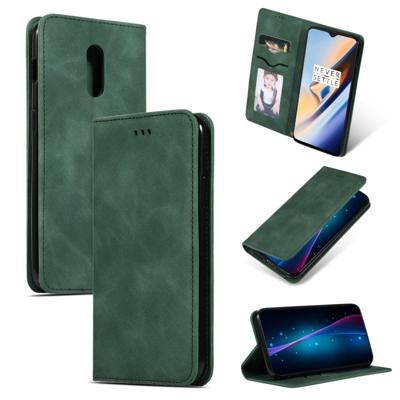 Retro huid voelen Business magnetische horizontale Flip lederen case voor OnePlus 6T (Army Green) Retro huid voelen Business magnetische horizontale Flip lederen case voor OnePlus 6T (Army Green)