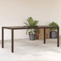 Tuintafel met glazen blad 190x90x75 cm poly rattan bruin - thumbnail
