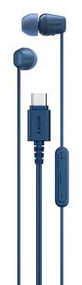 Sony IER‑EX15C - Bedrade USB-C oordopjes met microfoon – Lichtgewicht in-ear hoofdtelefoon – Knoopvrije kabel, helder geluid – Perfect voor op reis en dagelijks gebruik – Blauw