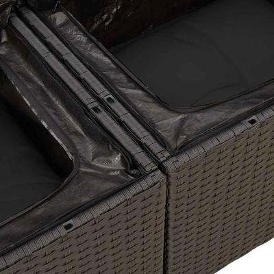 6-delige Loungeset met kussens poly rattan acacia zwart