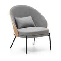 Kave Home Eamy fauteuil chenille Lichgrijs/Naturel - thumbnail