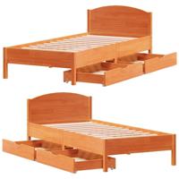 Bedframe zonder matras massief grenenhout wasbruin 200x200 cm - thumbnail