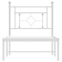 Bedframe met hoofdbord metaal wit 80x200 cm - thumbnail