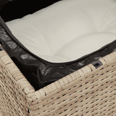4-delige Loungeset met kussens poly rattan beige - thumbnail