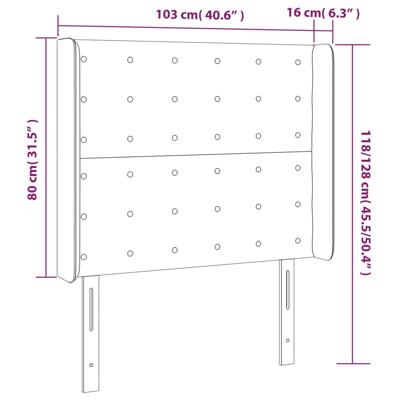 Hoofdbord met randen 147x16x118/128 cm stof zwart - thumbnail