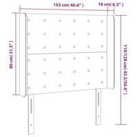 Hoofdbord met randen 147x16x118/128 cm stof donkerbruin - thumbnail