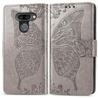 Butterfly Love bloemen reliëf horizontale Flip lederen case voor LG K50 met houder & kaartsleuven & portemonnee & Lanyard (grijs) - thumbnail