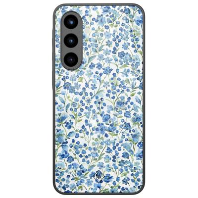 Samsung Galaxy A56 glazen hardcase - Vintage blue floral