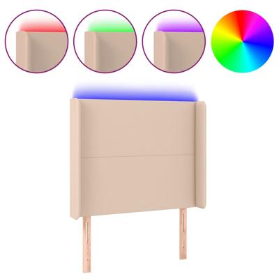 Hoofdbord LED 183x16x78/88 cm kunstleer cappuccinokleurig - thumbnail