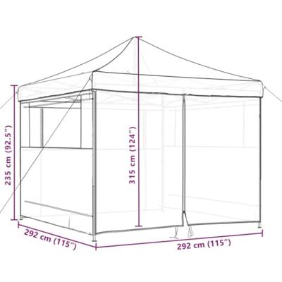 VidaXL Partytent inklapbaar pop-up met 4 zijwanden bruin