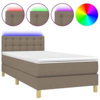 Boxspring met matras en LED stof taupe 80x200 cm - thumbnail