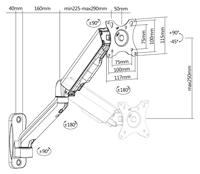 Deltaco ARM-0360 32 Single Monitor Arm met Muurbevestiging - thumbnail