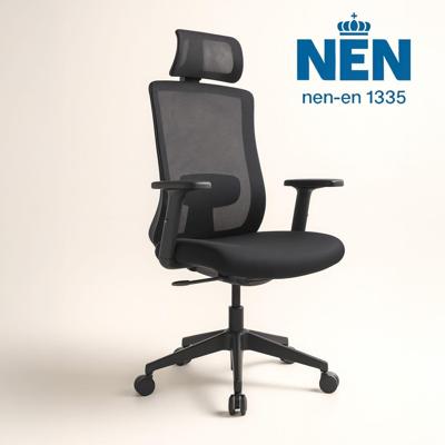 LoXa - Bureaustoel ErgoElite Aircomfort - NEN-EN 1335 - Ergonomisch - Mesh Rug - 3D Armleuningen - 2D Hoofdsteun - Verstelbaar 44-54 cm - Zwart