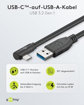 goobay USB-C > USB-A 3.0 90° kabel