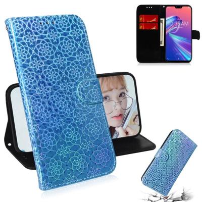 Voor de Zenfone Max Pro (m2) ZB631KL effen kleur kleurrijke magnetische Buckle horizontale Flip PU lederen draagtas met houder & kaartsleuven & portem