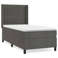 Boxspring met matras fluweel donkergrijs 90x200 cm - thumbnail