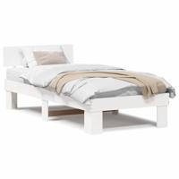 Bedframe met hoofdeinde Wit 100 x 200 cm Massief grenenhout - thumbnail