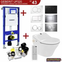 Geberit UP320 Toiletset 43 Maro D&apos;Italia DI600 Douchewc Met Wandcloset En Drukplaat - thumbnail