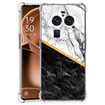 OPPO Find X6 Pro Anti-Shock Hoesje Marmer Wit Zwart - Origineel Cadeau Man OPPO Find X6 Pro Anti-Shock Hoesje Marmer Wit Zwart - Origineel Cadeau Man