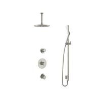 Hotbath Get Together doucheset met 2 stopkranen met 15 cm plafondbuis, 25 cm hoofddouche, glijstang, geborsteld nikkel - thumbnail